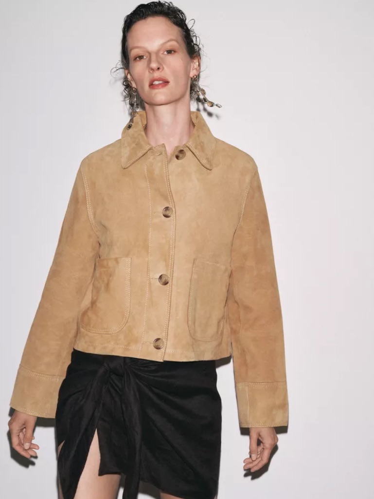Zara Nwt 100% Suede Leather Jacket 2521/043